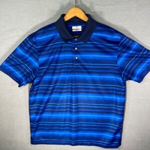 Grand Slam Mens‎ Golf Polo Shirt XL Blue Striped Airflow Short Sleeve